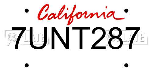 7UNT287 California License Plate