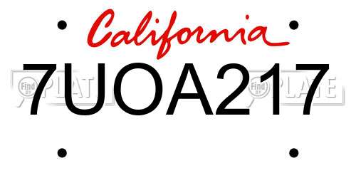 7UOA217 California License Plate
