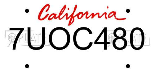 7UOC480 California License Plate