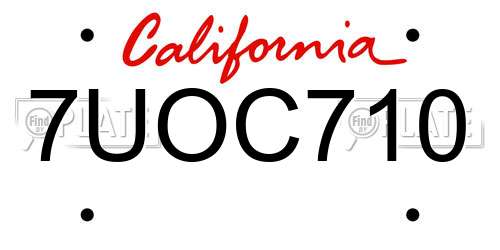 7UOC710 California License Plate