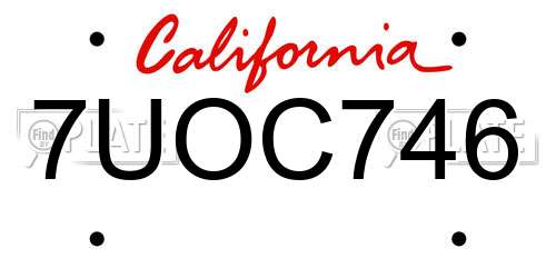 7UOC746 California License Plate