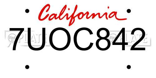 7UOC842 California License Plate