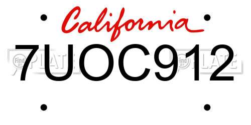 7UOC912 California License Plate