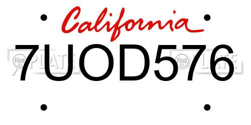 7UOD576 California License Plate