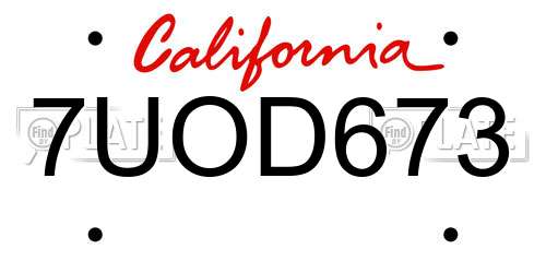 7UOD673 California License Plate
