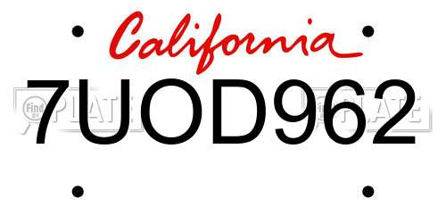7UOD962 California License Plate