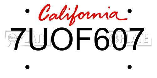 7UOF607 California License Plate