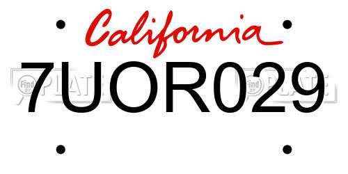 7UOR029 California License Plate