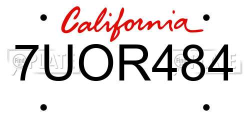 7UOR484 California License Plate