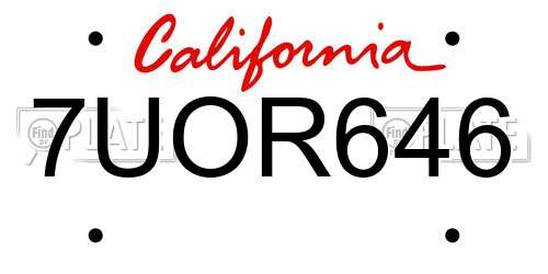 7UOR646 California License Plate
