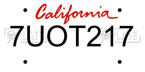7UOT217 California License Plate