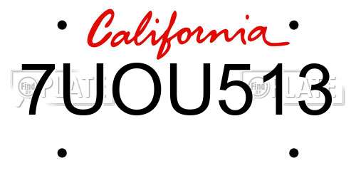 7UOU513 California License Plate