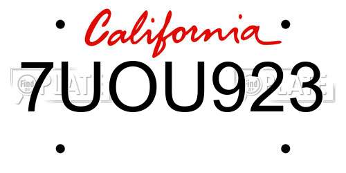 7UOU923 California License Plate