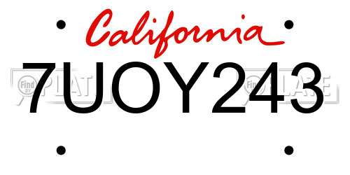 7UOY243 California License Plate