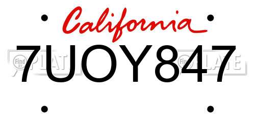 7UOY847 California License Plate