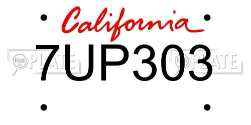 7UP303 California License Plate