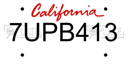 7UPB413 California License Plate