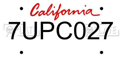 7UPC027 California License Plate