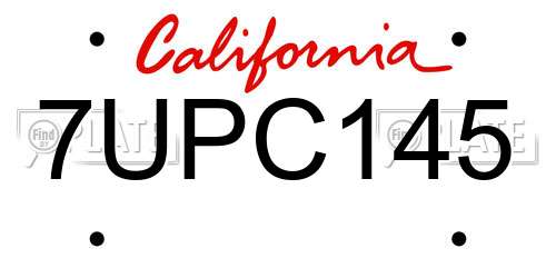 7UPC145 California License Plate