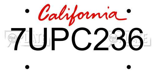 7UPC236 California License Plate