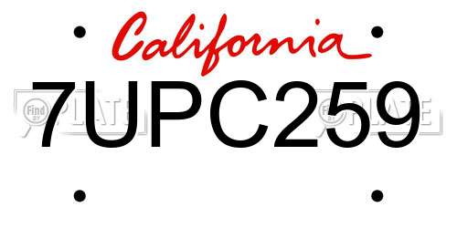 7UPC259 California License Plate