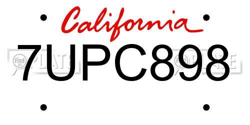 7UPC898 California License Plate