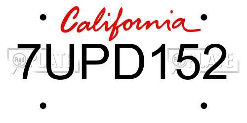 7UPD152 California License Plate