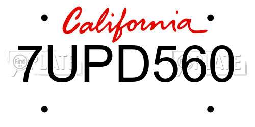 7UPD560 California License Plate