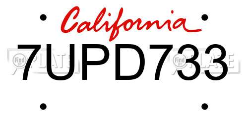 7UPD733 California License Plate
