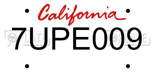 7UPE009 California License Plate