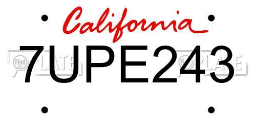 7UPE243 California License Plate