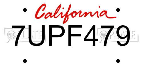 7UPF479 California License Plate