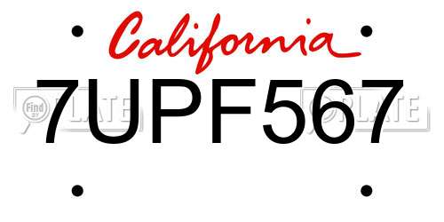 7UPF567 California License Plate