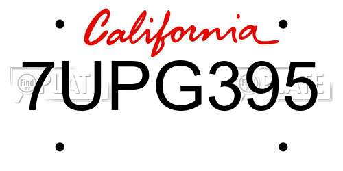 7UPG395 California License Plate