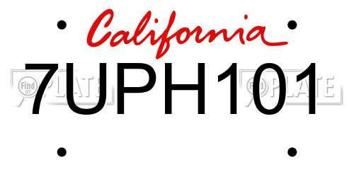 7UPH101 California License Plate