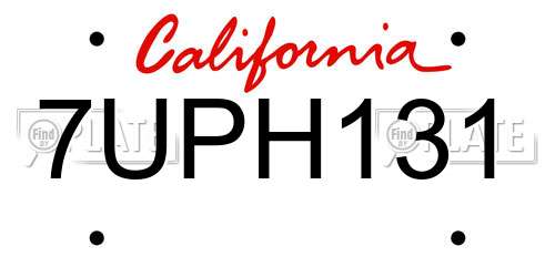 7UPH131 California License Plate