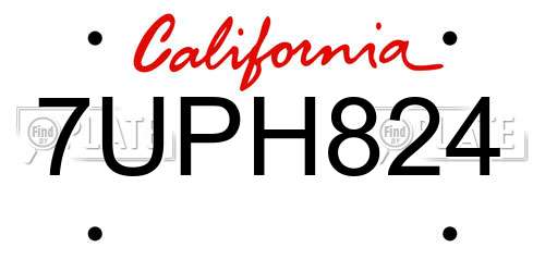 7UPH824 California License Plate