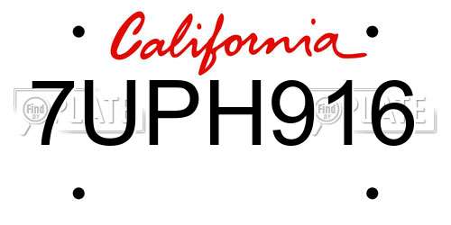 7UPH916 California License Plate
