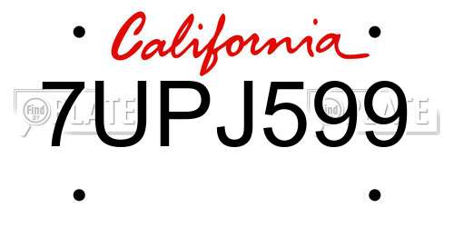 7UPJ599 California License Plate