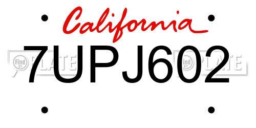 7UPJ602 California License Plate