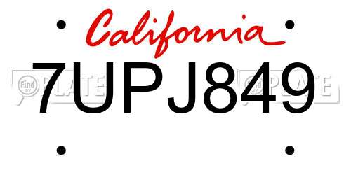 7UPJ849 California License Plate