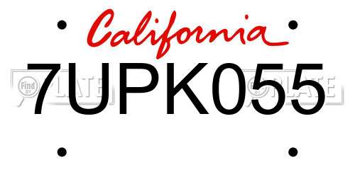 7UPK055 California License Plate