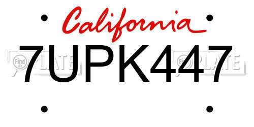 7UPK447 California License Plate