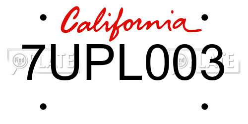 7UPL003 California License Plate