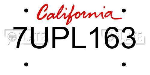 7UPL163 California License Plate