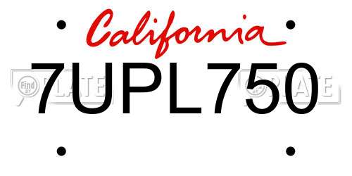 7UPL750 California License Plate