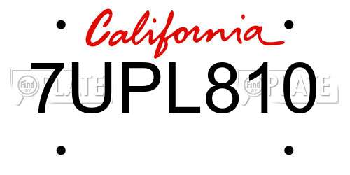 7UPL810 California License Plate