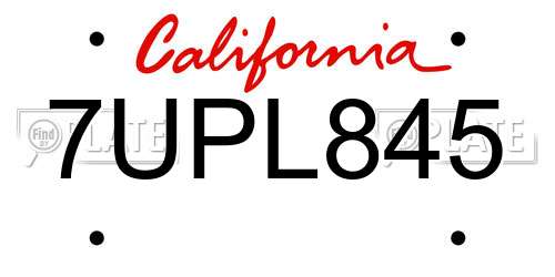 7UPL845 California License Plate