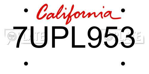 7UPL953 California License Plate