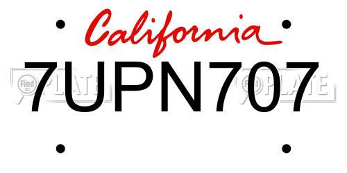 7UPN707 California License Plate